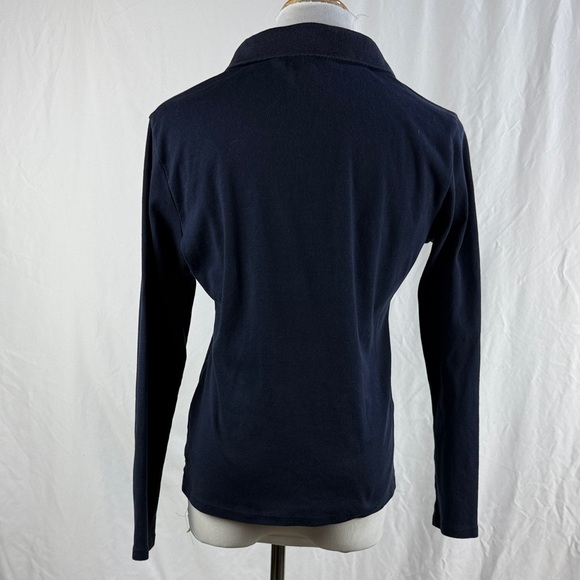 Tommy Hilfiger Women’s Navy V-Neck Cotton Long Sleeved Polo Top - Picture 6 of 8